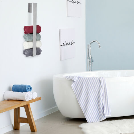 Relaxdays porte-serviettes, montage mural, inox 430, barre 45 cm, autoadhésif & magnétique Relaxdays porte-serviettes, montage mural, inox 430, barre 45 cm, autoadhésif & magnétique