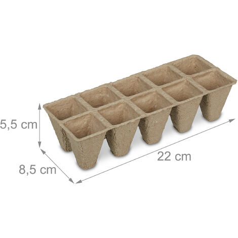 Lot De 24 Godets Semis Biodégradables Relaxdays - 240 Plants, Papier Naturel