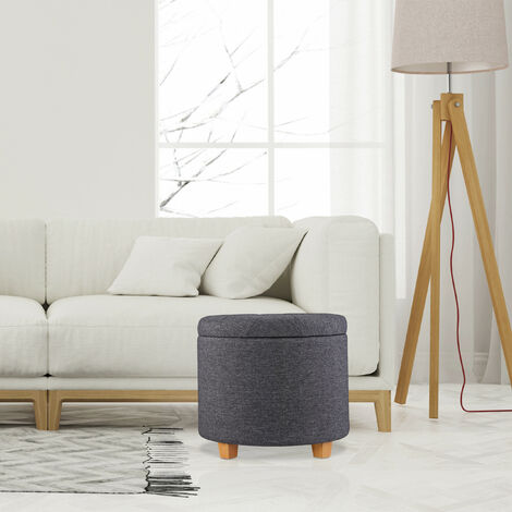 Relaxdays Tabouret Rembourré Carré Avec Rangement - Repose-Pieds Blanc 47x33x33 Cm
