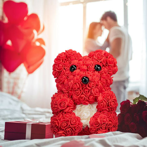 Ours en peluche en forme de rose éternelle - Fleurs artificielles pour  Saint-Valentin, anniversaire de mariage, anniversaire, jouets de décoration  pour petite amie, épouse (rose) : : Maison