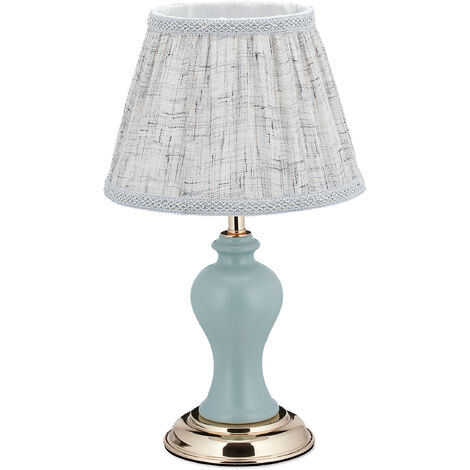 . Lampe de table LED avec pied blanc et abat-jour en tissu blanc au design nostalgique H 25 cm avec batterie 1 lampe de table blanc 