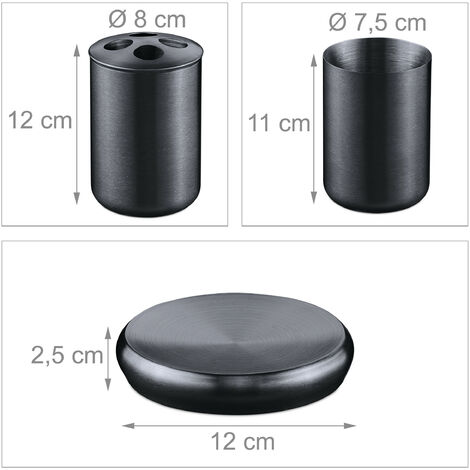 Ensemble Salle De Bain Relaxdays - 5 Pièces Acier Inox Brossé Argent