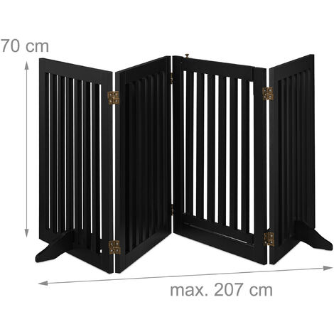 Relaxdays Barrière De Sécurité Pliable Pour Enfants Et Chiens - 70 X 154 Cm, Marron, Avec Porte Et Pieds, Non Fixée