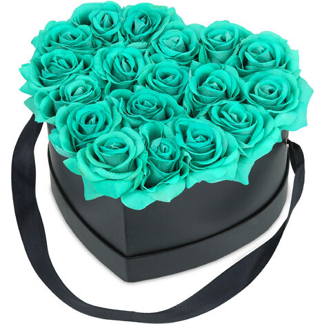 Boîte à roses noir forme de cœur boîte à bouquet 18 roses bac à roses