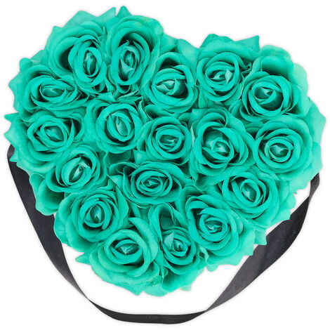 Relaxdays Boîte à roses, 18 roses, Bac à roses noir, forme en cœur,  conservable 10 ans