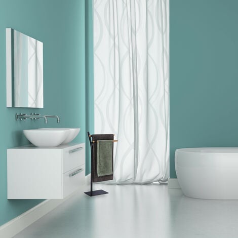 Porte-serviettes, 2 Barres, Non Fixe, Pour La Salle De Bain H X L X P 76 X 45 X 21 5 Cm Noir Et Nature Relaxdays 92327926