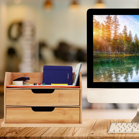 Mini tiroir de bureau vintage – Organiseur de bureau à 2 tiroirs