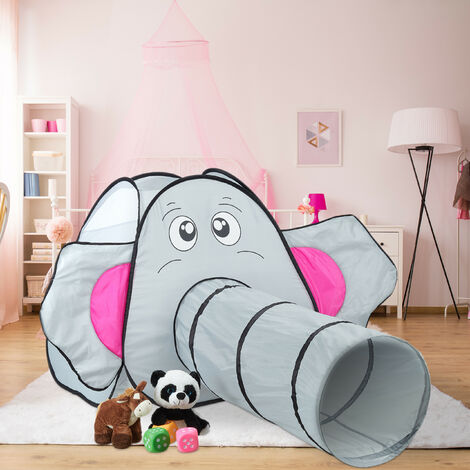 Tente à Balles éléphant LittleTom – Avec Tunnel Et 200 Balles, 100x100x102cm, Pour Enfants 1 An Et + Tente Pop-up 200 Balles