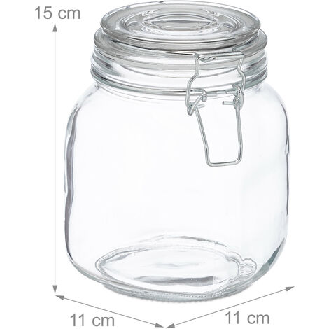 Bocal En Verre 3L Relaxdays - Fermeture Hermétique à étrier Pour Conserves, Confitures Et Stockage Alimentaire
