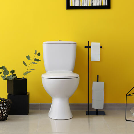 Serviteur WC Avec Support Téléphone - Porte-rouleau, Brosse Et Barre De Recharge, Dimensions 80x30x20 Cm