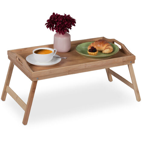 plateau petit-déjeuner en bois avec pieds rabattables, plateau de lit en  bois