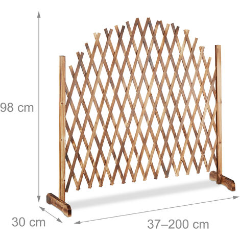 Relaxdays Treillis jardin en bois extensible 200 cm, Clôture grillage  pliable, Plante grimpante Brise-vue balcon, flambe