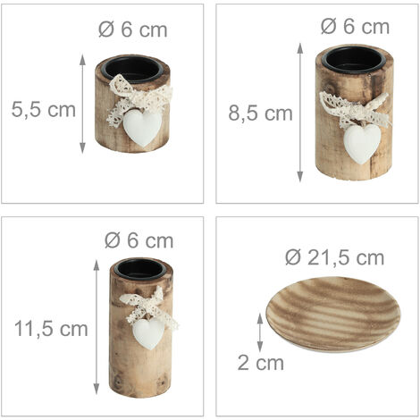 Lot De 12 Bougeoirs En Bois Naturel - Hauteur 7 Cm - Pour Bougies Chauffe-plat (Diamètre < 4 Cm) | Décoration Centre De Table Rustique | Mariage, Fête, Noël, Dîner Aux Chandelles