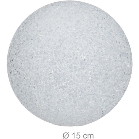 Lampe LED boule, lot de 2, changement couleurs, batteries, sans câble, intérieur, boule lumineuse d. de 15 cm, blanche
