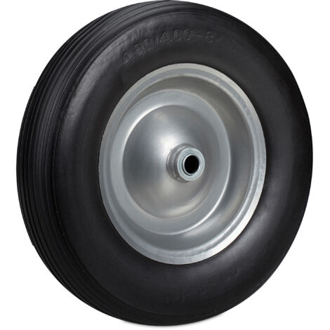 Lot de 4 Roue de brouette 4.80 4.00-8, roue en caoutchouc, roue de secours, jante, diable 100 kg charge, noir/gris