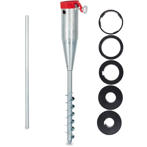 Pied de parasol, lot de 10, Porte-parasol, Support à vis, Douille de sol à visser, adaptateurs 25-55 mm, acier galvanisé