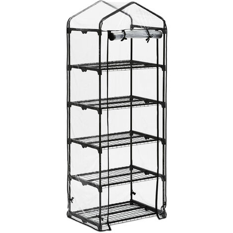 Relaxdays – Mini serre de balcon en PVC avec 5 étagères – Dimensions H192 x L69 x P50 cm – Bâche transparente pour protection optimale des plantes (1/5)