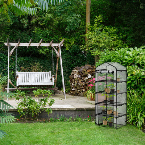 Serre De Balcon Relaxdays - 3 étagères - 80x48x24,5 Cm - Bâche PVC Transparente - Structure Acier - Pour Plantes Aromatiques Et Légumes