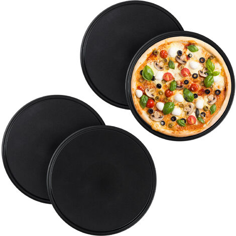 Plaque à pizza ronde de 32 cm en acier carbone avec trous pour