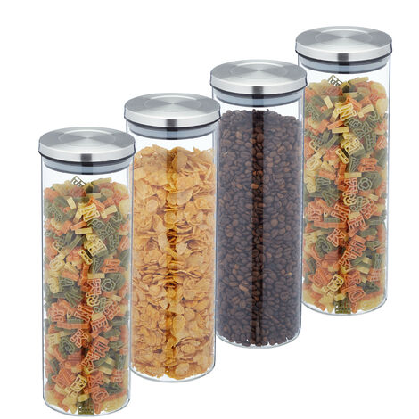 Relaxdays Bocal En Verre, Set De 6, 500 Ml, Couvercle, Fermeture Mécanique, Pour Conservation Et