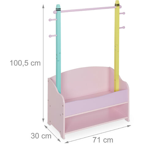 Penderie Enfant Relaxdays Multicolore - Portant Vêtements HLP 99x64,5x42 Cm