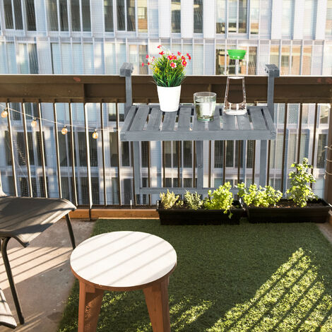 Table Repliable En Bois Pour Balcon Relaxdays - À Suspendre, Hauteur Variable, Blanc