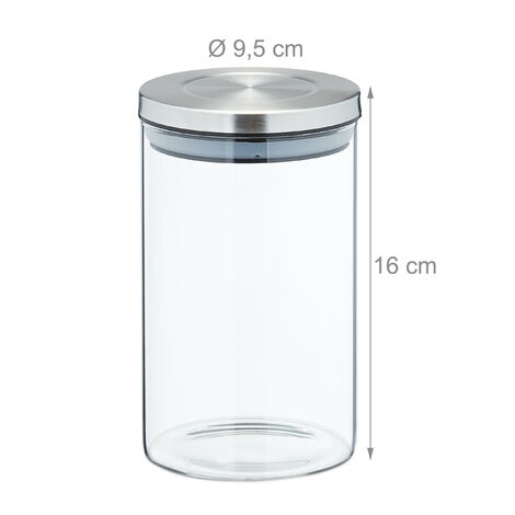 Bocal en verre et inox 1.7L hermétique avec bouton push - 5Five