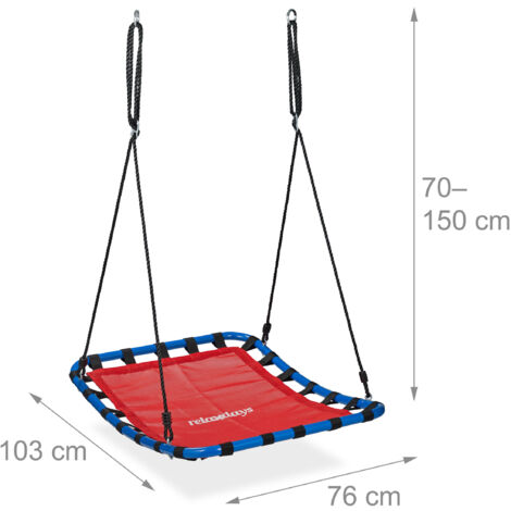 Balançoire-nid Relaxdays, pour enfants et adultes, charge maximale de 150 kg, hauteur réglable, diamètre 100 cm, balançoire de jardin, multicolore Balançoire-nid Relaxdays, pour enfants et adultes, charge maximale de 150 kg, hauteur réglable, diamètre 100 cm, balançoire de jardin, multicolore