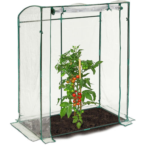 Relaxdays Serre, bâche en PVC, HLP : 170 x 130 x 75 cm, praticable avec porte, transparent / vert (1/5)