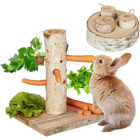 Jouet suspendu pour lapin, jouets de lapin personnalisés, porte-aliments,  mangeoire, jouets en bois -  France