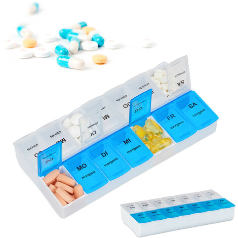Relaxdays Pilulier Set de 30, boîte médicaments, 6 compartiments