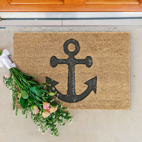 Tapis En Coco Relaxdays Motif Cœur 75x25 Cm - Paillasson Intérieur Extérieur Antidérapant Noir Nature