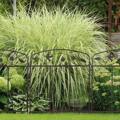 Relaxdays Bordure De Jardin à Planter - 4 Éléments Clôture Métal Vintage Brun