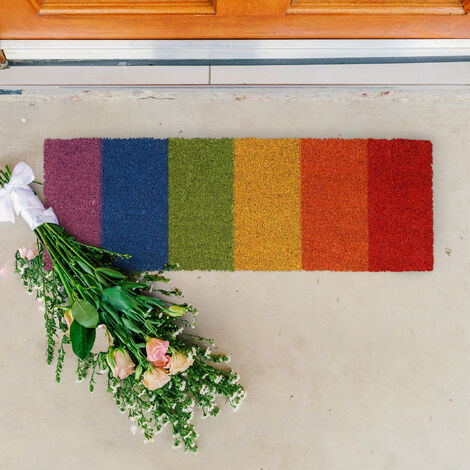 Paillasson Fibres Coco Relaxdays Étoiles - Antidérapant 75x25cm Intérieur Extérieur