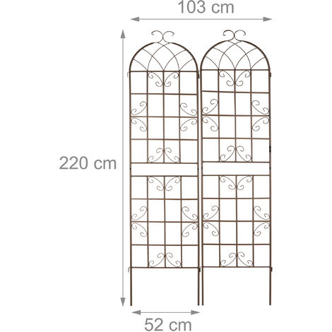 Relaxdays Lot De 2 Tuteurs à Tomates Pour Plantes Grimpantes - Treillis Jardin 220 Cm Marron