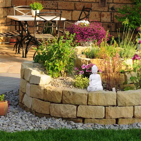 Relaxdays Statue de Bouddha assis, résistante aux intempéries et au gel, pour jardin et salon, 17,5 cm, blanc