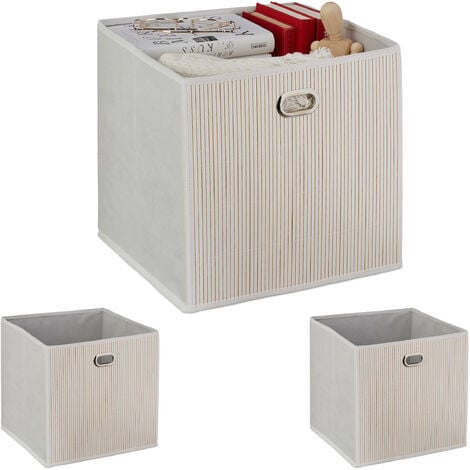 12x boîtes de rangement, carrées en tissu, Cubique, 30x30x30 cm, rouge