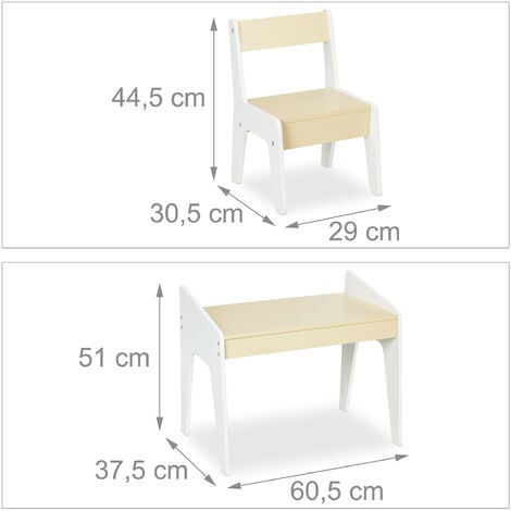 Relaxdays Ensemble De Table Et De Chaise Pour Enfants Kit Pour Cr Ches Bambins Couleurs Beige