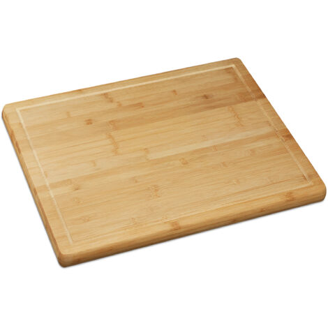 Relaxdays – Lot de 2 planches à découper en bambou – Antibactérien – Rigole à jus – Dimensions 56,5x50 cm – Surface lisse et étanche - 2xPlanche