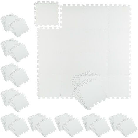 96x Tapis de sport & de sol 30x30 cm, antibruit & antichoc, 8,64 m², fitness & équipements sportifs, blanc