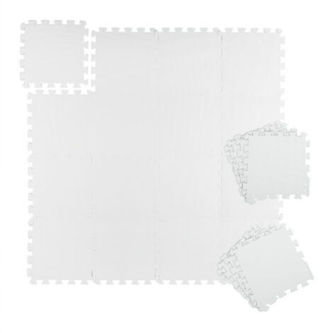 48x Tapis de sport & de sol 30x30 cm, antibruit & antichoc, 4,32 m², équipements sportifs, blanc