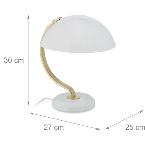 Relaxdays Lampe de chevet tactile, douille E27, réglable, abat-jour en  tissu, H x D : env. 40 x 29 cm, cuivre/blanc