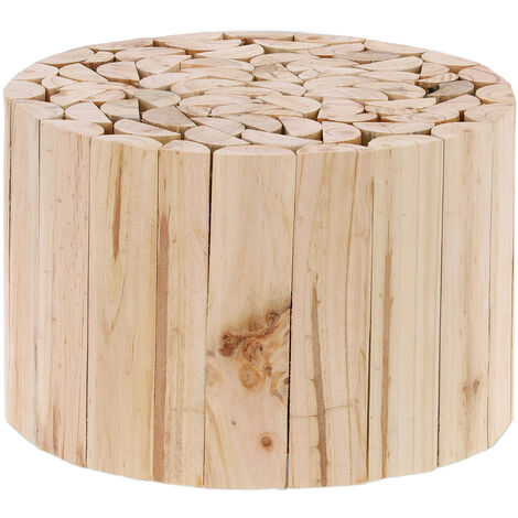 Relaxdays – Support pour pots de fleurs en rondins de bois – H 20 cm – D 30 cm – Capacité 65 kg – Bois de sapin naturel – Design décoratif - HXD 20 X (1/5)