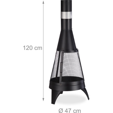 Brasero De Jardin Avec Couvercle Relaxdays - Cuve 51 Cm, Pieds Pliables, Grille, Pare-étincelles, Noir