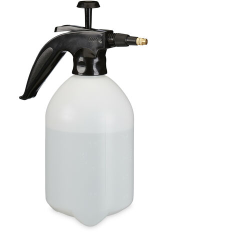 Relaxdays Vaporisateur de jardin 2 litres, buse en laiton réglable, pour eau et désherbant, pulvérisateur, blanc-noir (1/5)