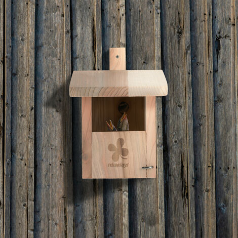 Nichoir Pour Oiseaux Relaxdays - Lot De 2 En Bois De Sapin - Trou D'envol 32 Mm, Toit Ouvrant - Pour Mésanges Et Moineaux - 9