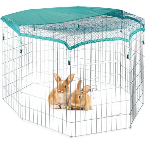 Enclos pour lapins Relaxdays avec toit - intérieur et extérieur