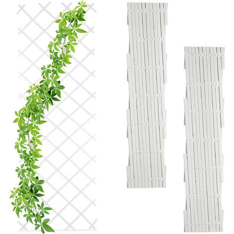 Relaxdays – Treillis extensible lot de 3 – Tuteur pliable 250 cm – En plastique blanc pour rosiers et plantes grimpantes – Montage mural facile