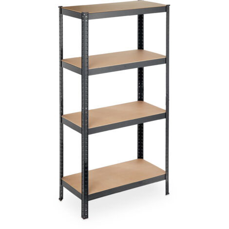 Relaxdays Etagère charge lourde, Lot de 2, 4 niveaux, 157 x 80 x 41 cm, 280 kg capacité max., pour garage, cave, noire
