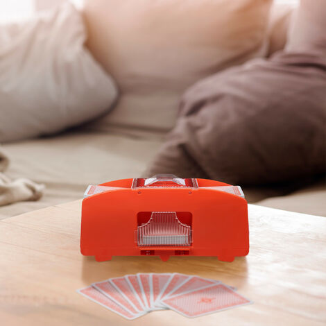 Relaxdays Mélangeur De Cartes Automatique 4 étages – 2 Jeux – Rouge – 15x20,5x10,5 Cm – Fonctionne Sur Piles AA